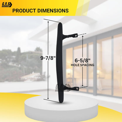 (DH-103-B) Standard Pull Handle for Sliding Doors, 6-5/8" Hole Space - Black - Garage and Sliding Door Hardware