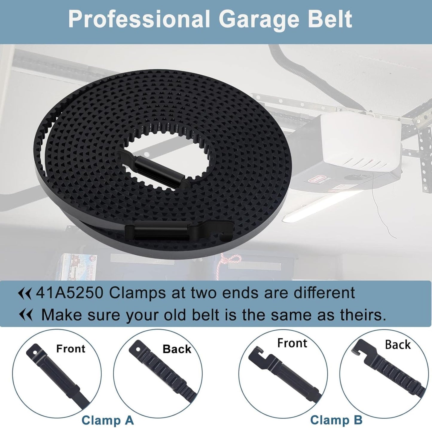 Garage Door 41A5250 Belt, 237" Drive Belt for 7ft Height Garage Door, Garage Door Openers Belt, 041A5250 Belt Compatible with Chamberlain Liftmaster Sentex Whisperdoor Garage Door Openers - Garage and Sliding Door Hardware