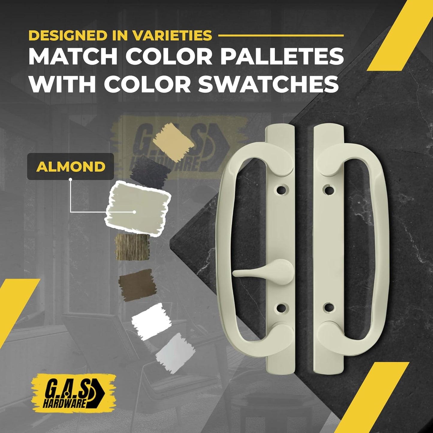 Legacy Handle Set for Sliding Glass Doors - OFF SET LATCH - Almond - Garage and Sliding Door Hardware