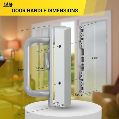 (DH-204-C-S) Windor Handle for Sliding Door, 3-15/16" Hole Space - Center Latch, Grey - Garage and Sliding Door Hardware