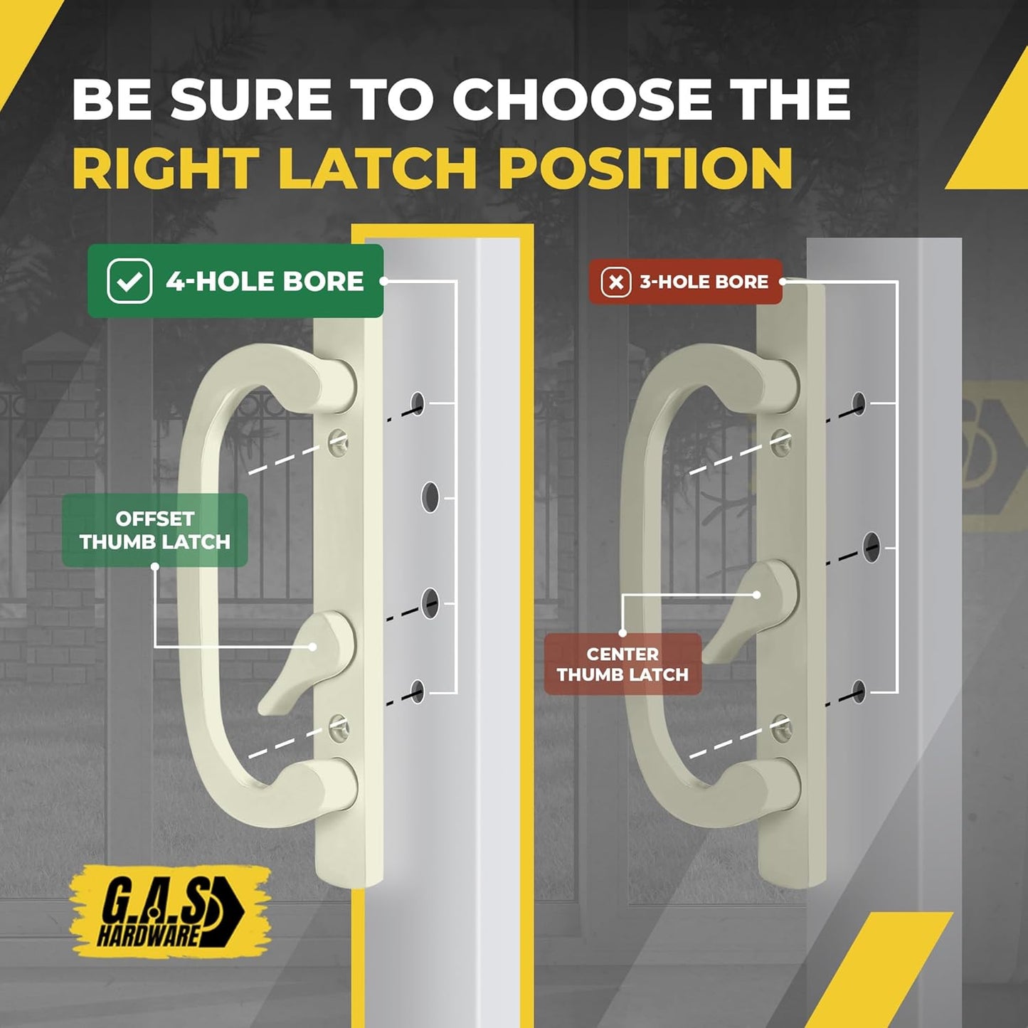 Legacy Handle Set for Sliding Glass Doors - OFF SET LATCH - Almond - Garage and Sliding Door Hardware