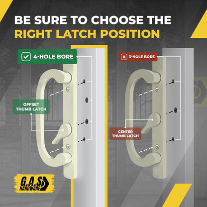 Legacy Handle Set for Sliding Glass Doors - OFF SET LATCH - Almond - Garage and Sliding Door Hardware