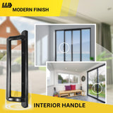 PGT 10" Black Sliding Door Handle Set + Thumb Latch Lever, Screws Interior or Exterior w/ 3-7/8" Hole Spacing