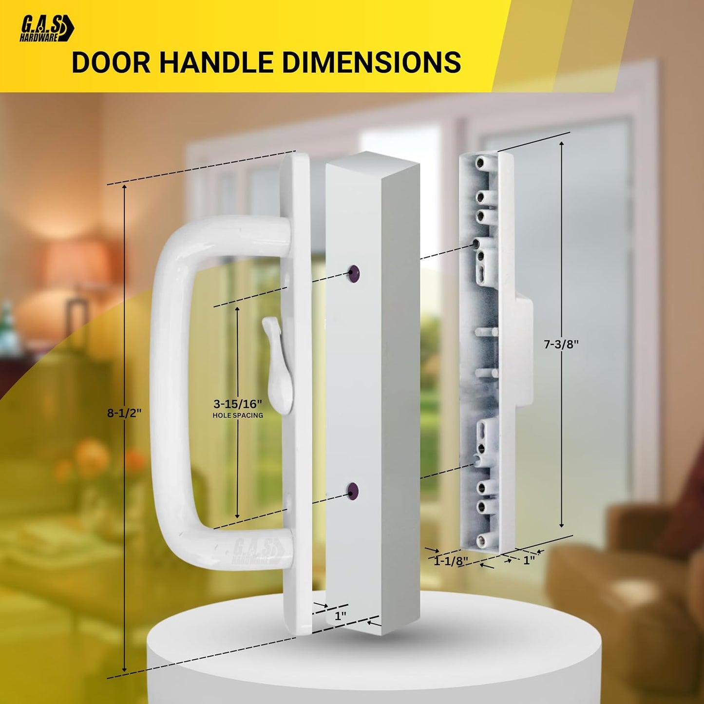 (DH-204-C-W) Windor Handle for Sliding Door - Center Latch, White - Garage and Sliding Door Hardware