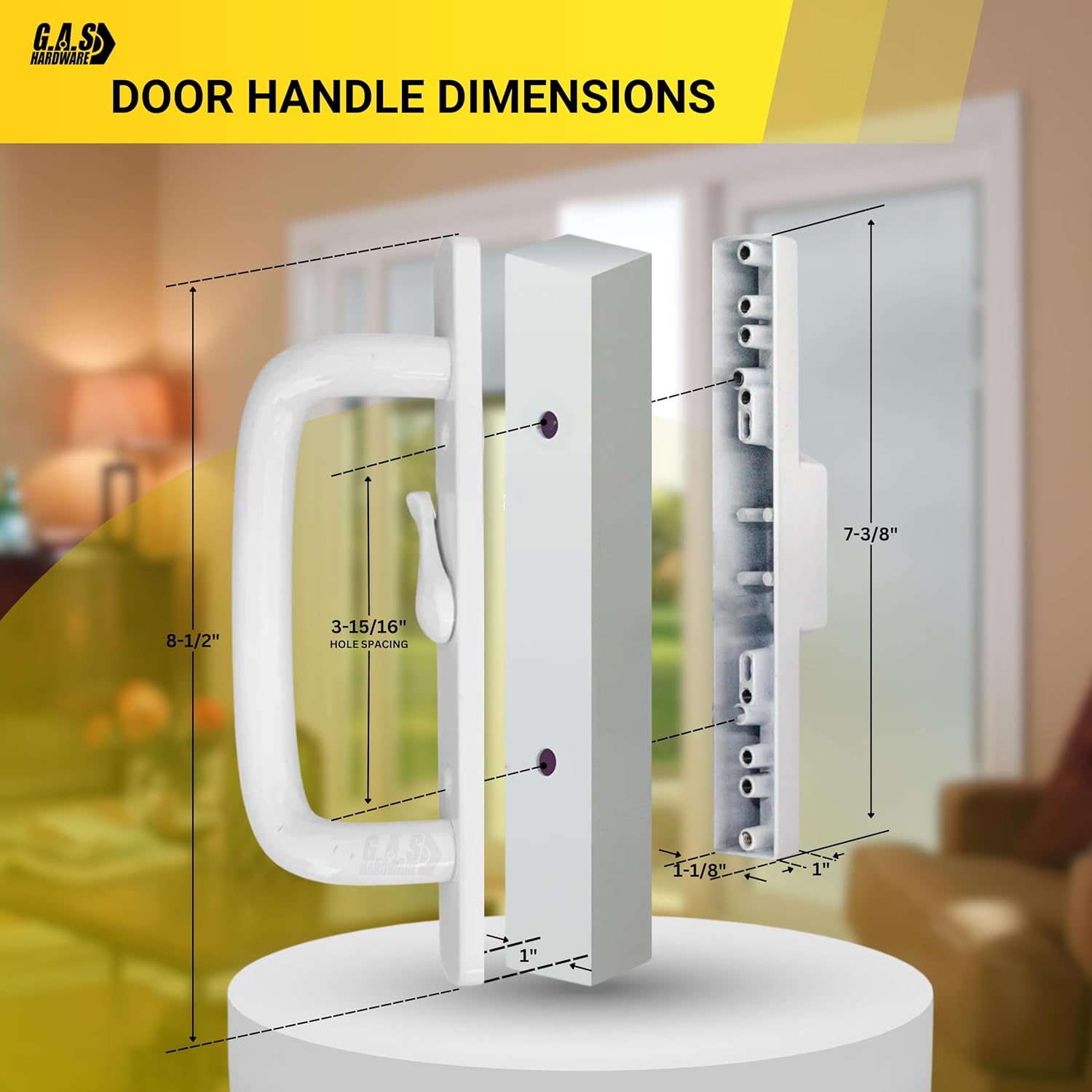 (DH-204-C-W) Windor Handle for Sliding Door - Center Latch, White - Garage and Sliding Door Hardware