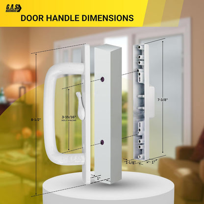 (DH-204-C-W) Windor Handle for Sliding Door - Center Latch, White - Garage and Sliding Door Hardware