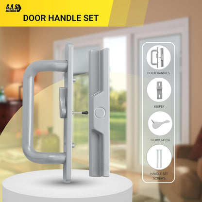 (DH-204-C-S) Windor Handle for Sliding Door, 3-15/16" Hole Space - Center Latch, Grey - Garage and Sliding Door Hardware