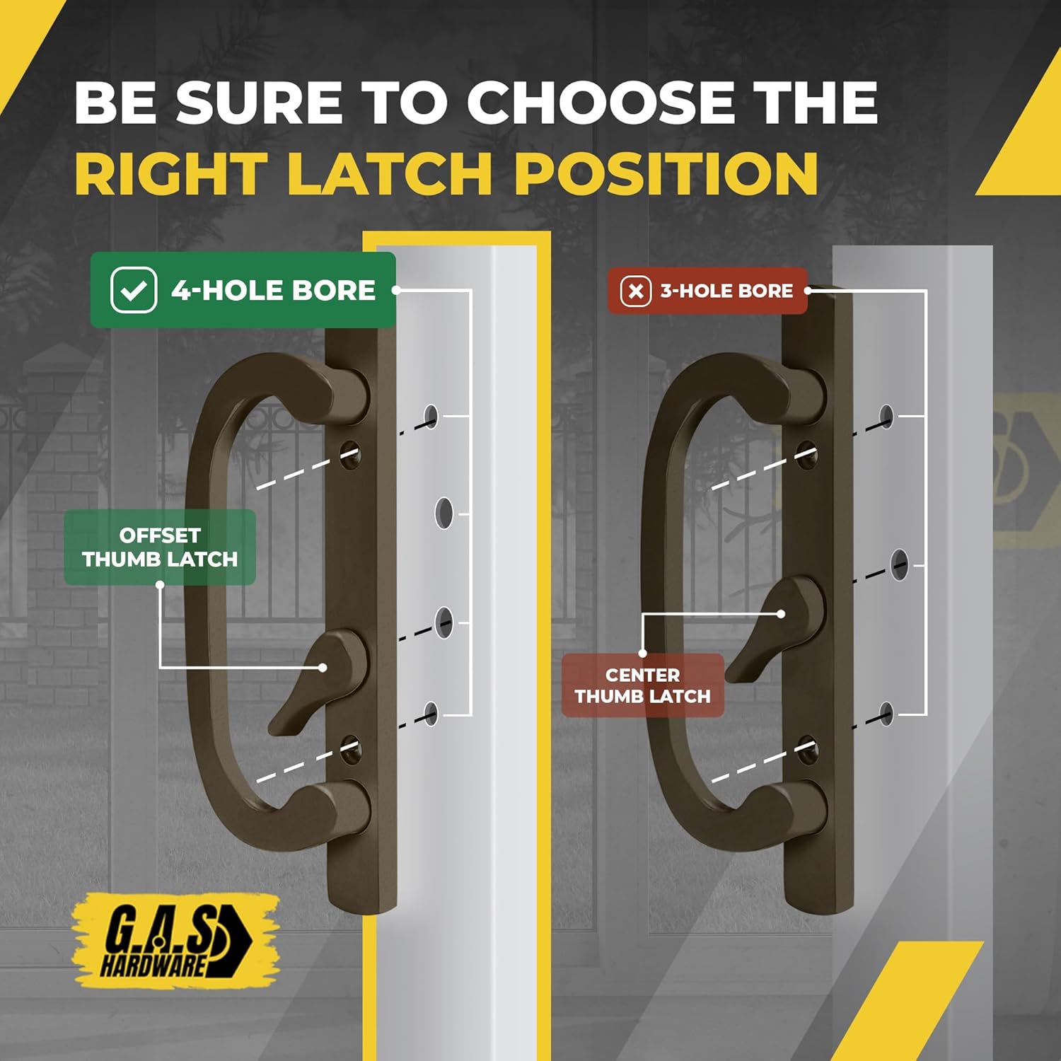 (DH-211-BRONZE) Legacy Handle Set for Sliding Doors, 3-15/16" Hole Space- BRONZE- OFF SET LATCH - Garage and Sliding Door Hardware