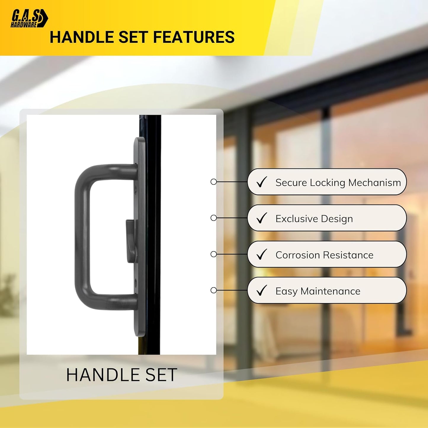 (DH-204-B) Windor Handle for Sliding Door, 3-15/16" Hole Space - Offset Latch, Bronze - Garage and Sliding Door Hardware