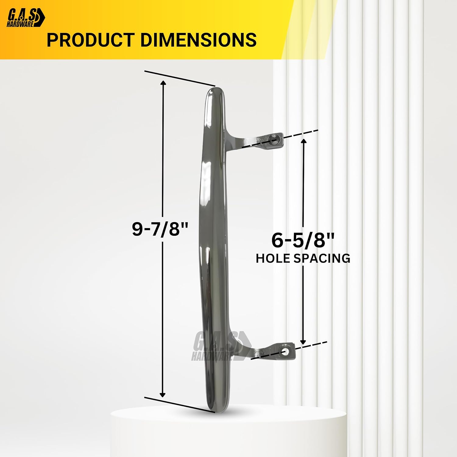 (DH-103-C) Pull Handle for Sliding Doors, 6-5/8" Hole Space - Chrome - Garage and Sliding Door Hardware
