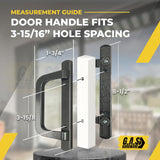 G.A.S Hardware 8.5" PGT Sliding Patio Glass Door Handle Set with 3-15/16" Hole Spacing - Fix and Repair Door Hardware