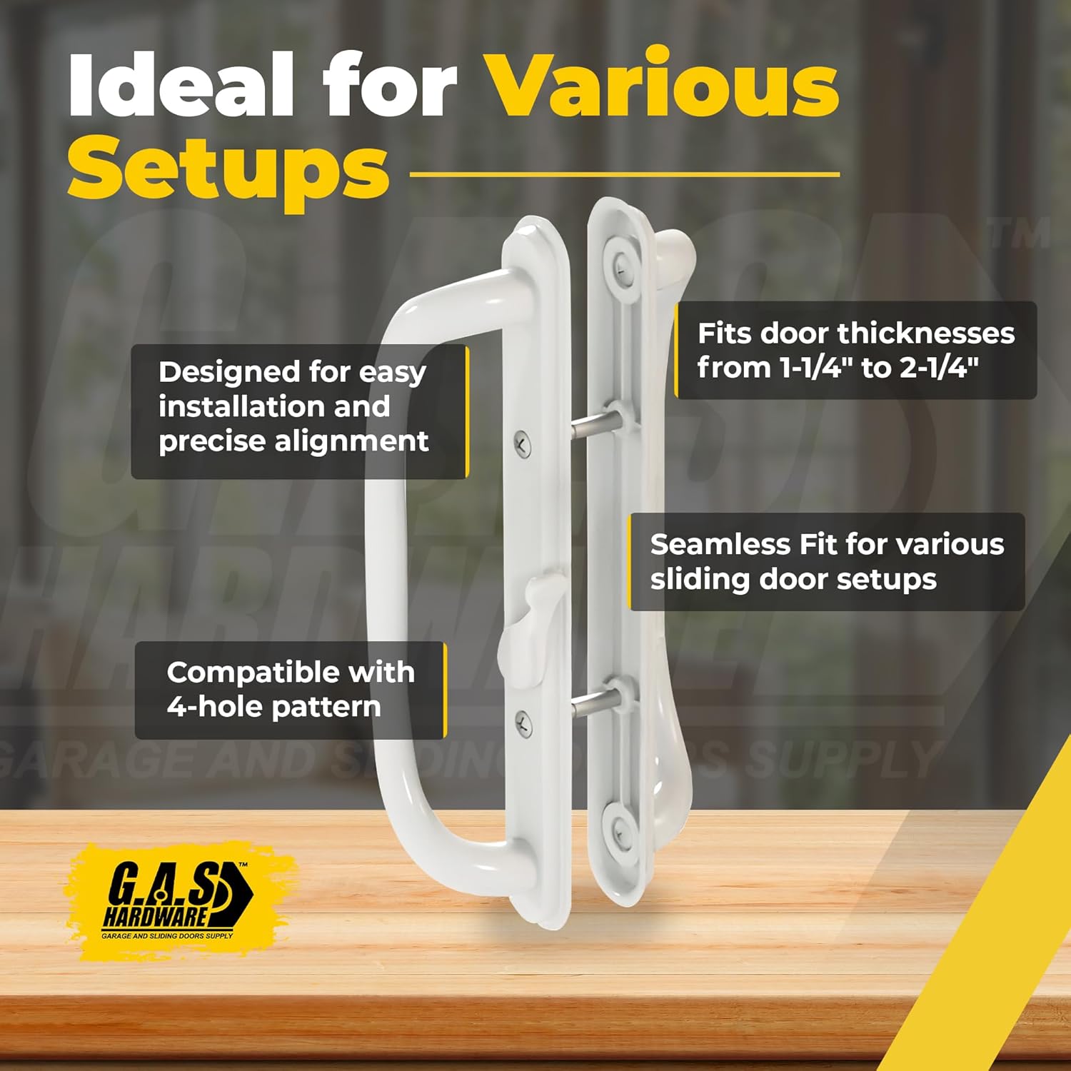 (DH-341-WHITE) Truth Sliding Door Handle Set, Off Set Latch, No Key, 3-15/16" Hole Space-White - Garage and Sliding Door Hardware