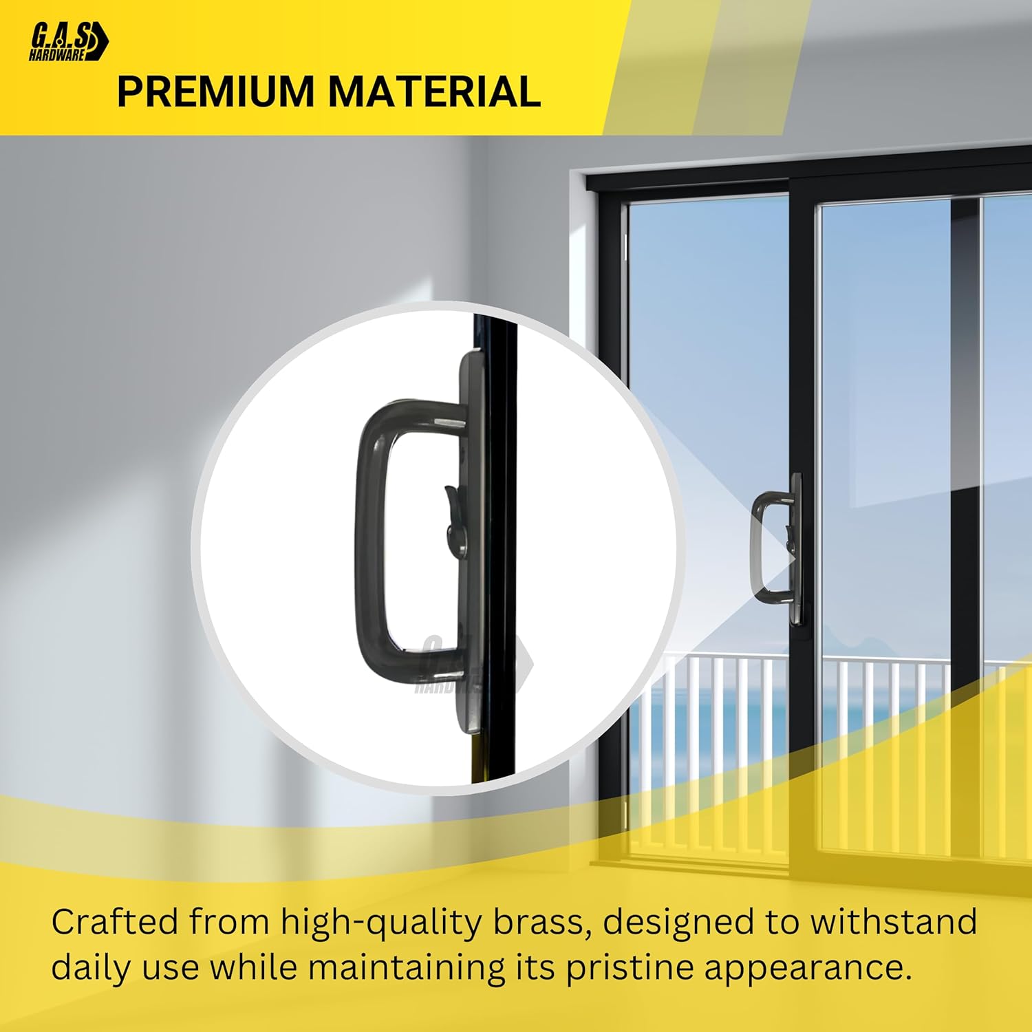 (DH-204-C-B) Windor Handle for Sliding Door, 3-15/16" Hole Space - Center Latch, Bronze - Garage and Sliding Door Hardware