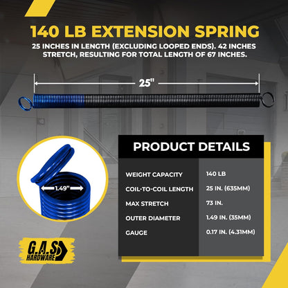 Garage Door Extension Springs For 140 lb. Door Weight - Blue (Pair) - Garage and Sliding Door Hardware