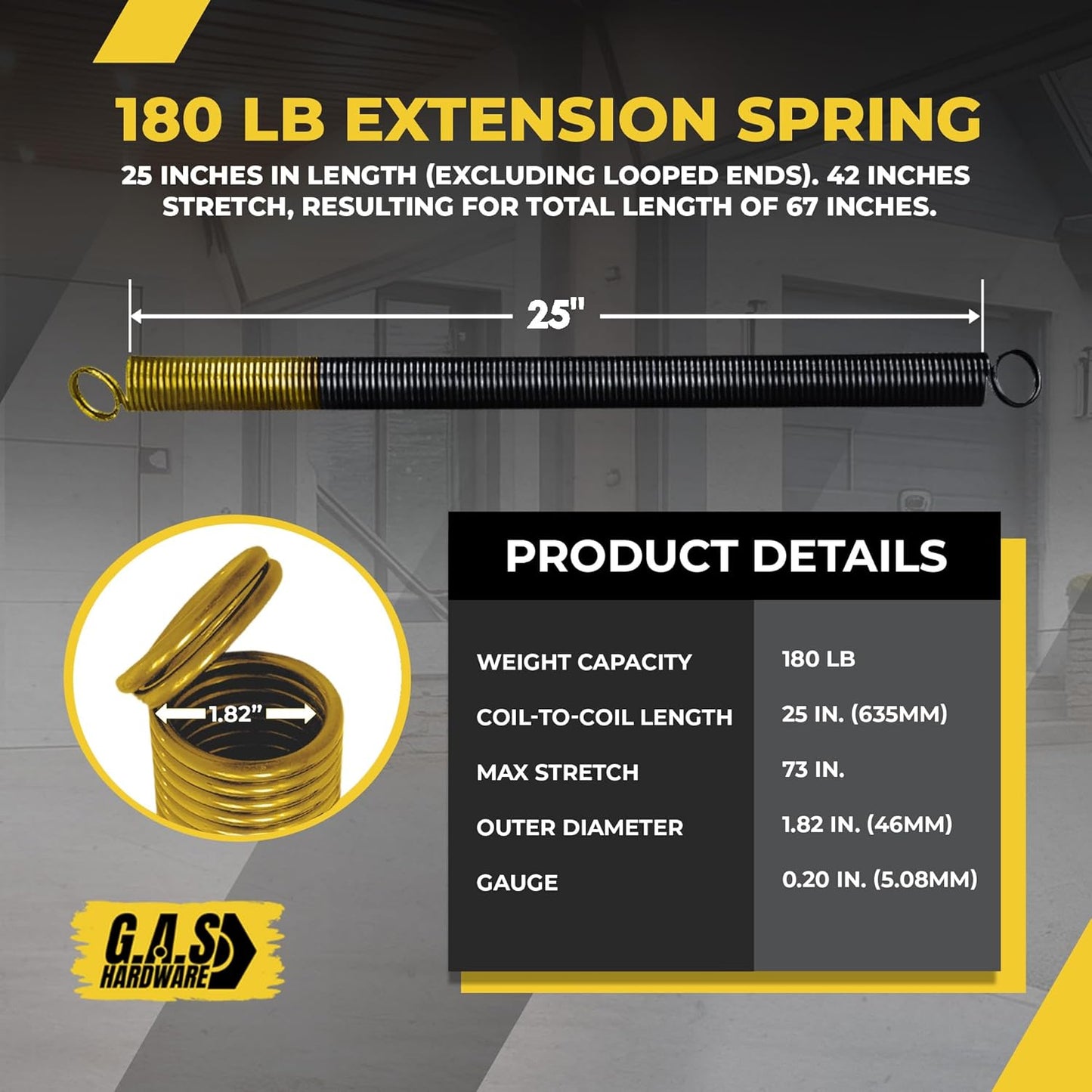 Garage Door Extension Springs For 80 lb. Door Weight - Gold (Pair) - Garage and Sliding Door Hardware