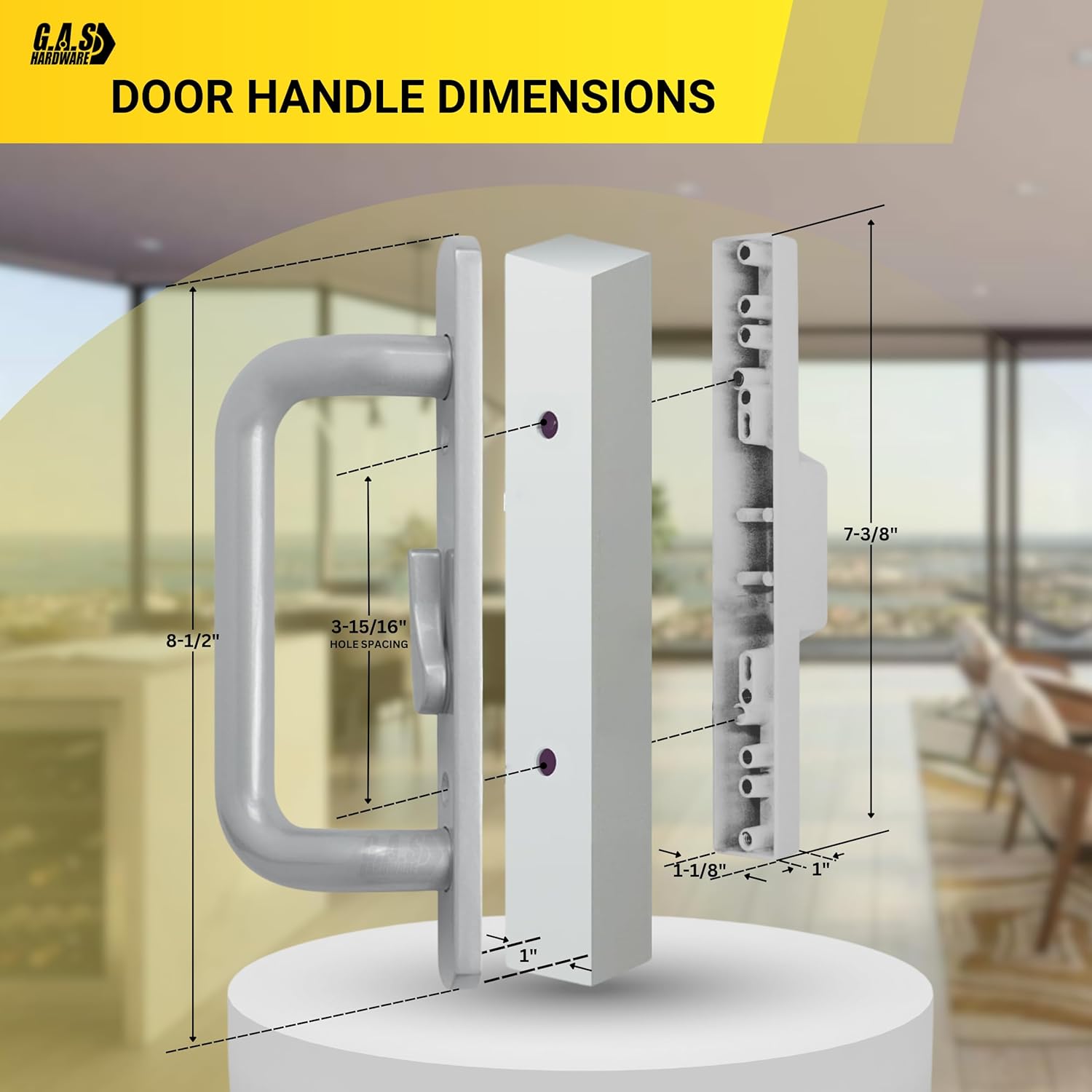 (DH-204-S) Windor Handle for Sliding Door - Offset Latch, Grey - Garage and Sliding Door Hardware