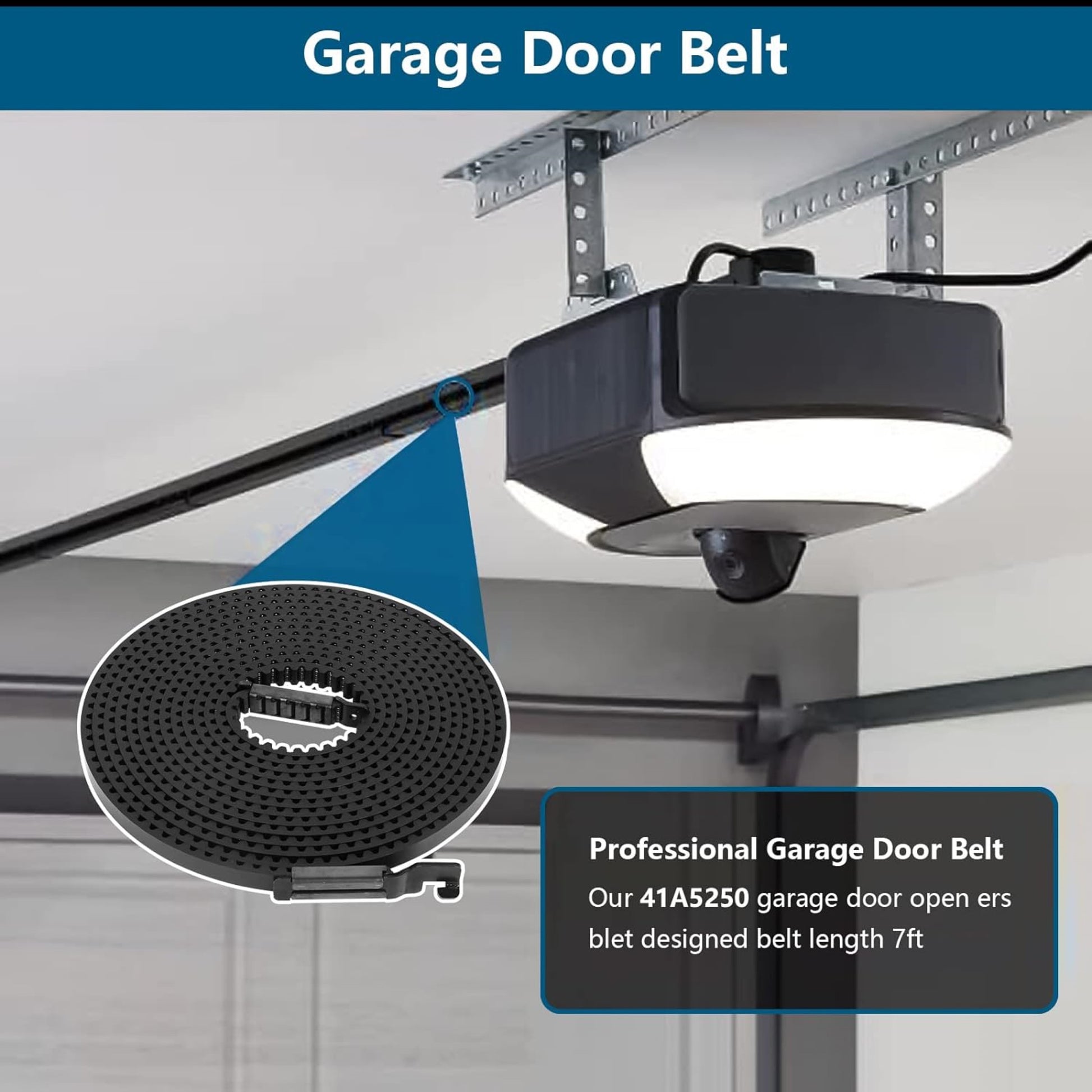 Garage Door 41A5250 Belt, 237" Drive Belt for 7ft Height Garage Door, Garage Door Openers Belt, 041A5250 Belt Compatible with Chamberlain Liftmaster Sentex Whisperdoor Garage Door Openers - Garage and Sliding Door Hardware