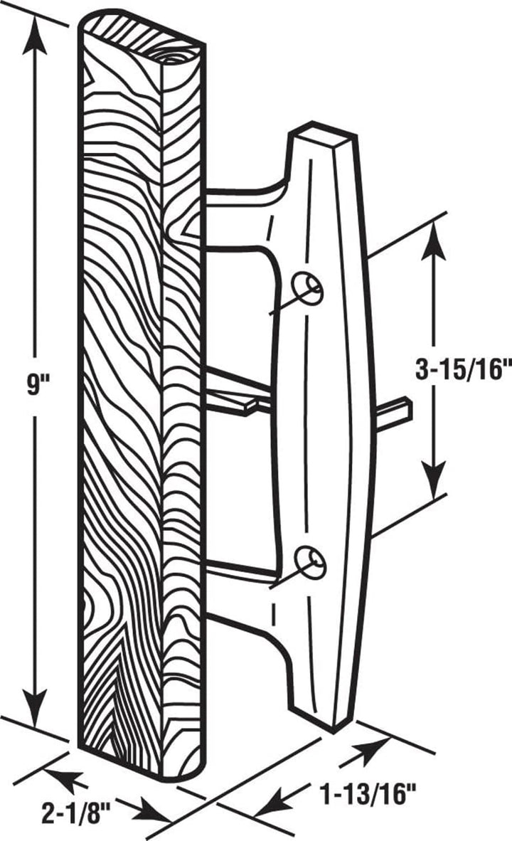 (DH-207-B) Wood Grip Pull Handle for Sliding Door, 3-15/16" Hole Space - Black - Garage and Sliding Door Hardware