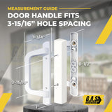 G.A.S Hardware 8.5" PGT Sliding Patio Glass Door Handle Set with 3-15/16" Hole Spacing - Fix and Repair Door Hardware