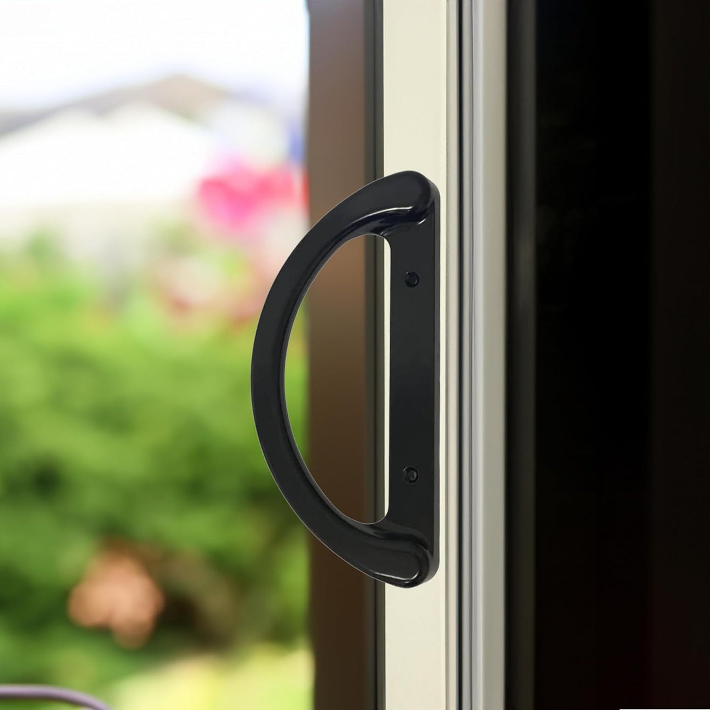 (DH-212-B) D-Grip with Lever Handle for Sliding Doors, 3-15/16" Hole Space- Black - Garage and Sliding Door Hardware