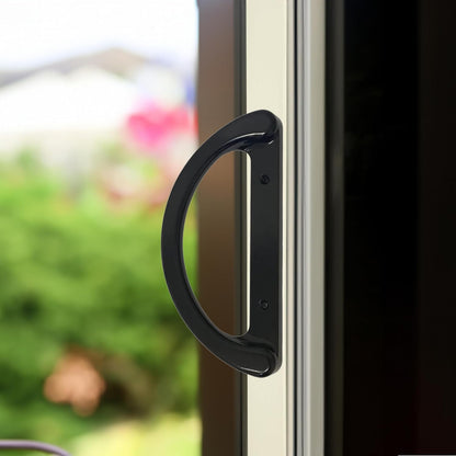 (DH-212-B) D-Grip with Lever Handle for Sliding Doors, 3-15/16" Hole Space- Black - Garage and Sliding Door Hardware