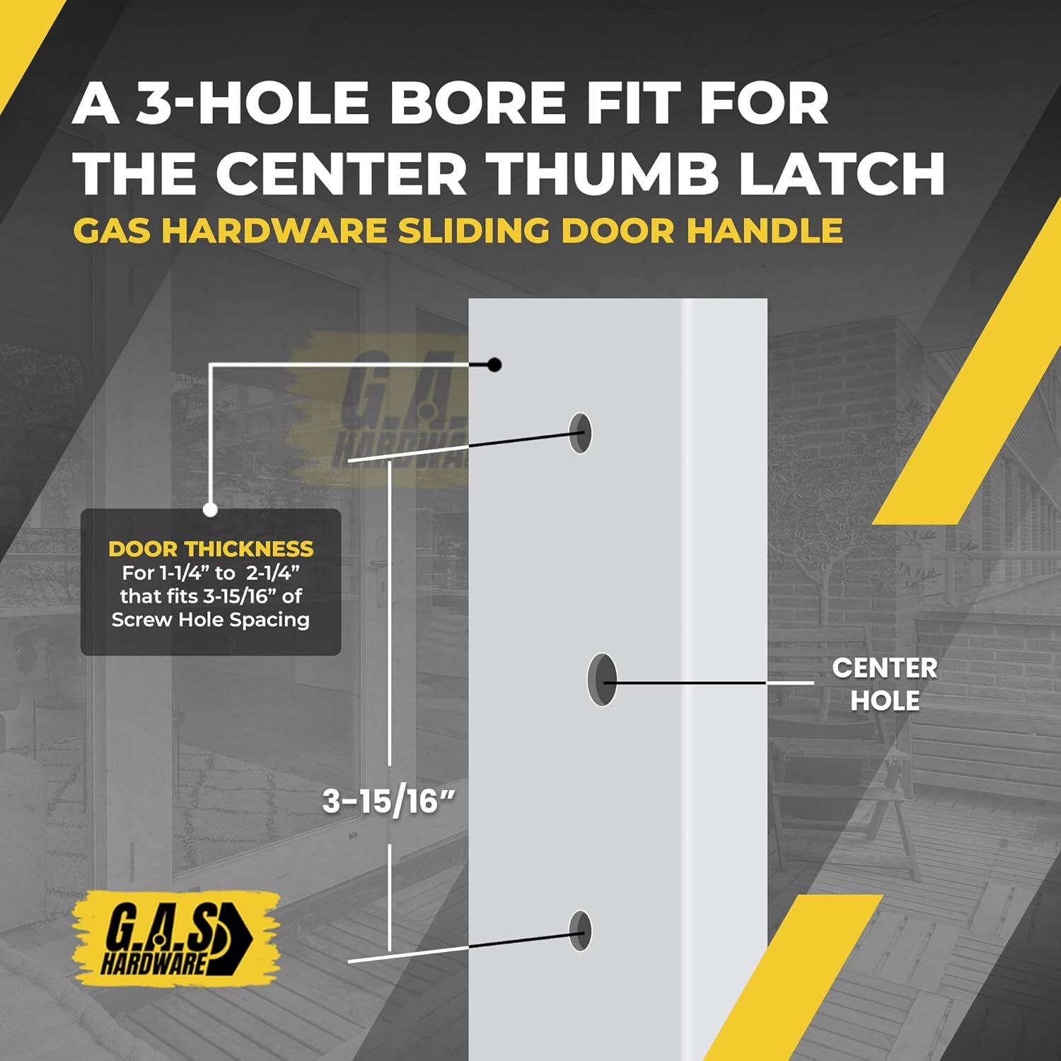 (DH-211-BLACK) Legacy Handle Set for Sliding Doors, 3-15/16" Hole Space- BLACK- CENTER LATCH - Garage and Sliding Door Hardware