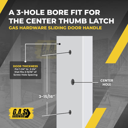 (DH-211-BLACK) Legacy Handle Set for Sliding Doors, 3-15/16" Hole Space- BLACK- CENTER LATCH - Garage and Sliding Door Hardware