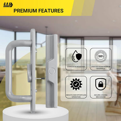 (DH-204-S) Windor Handle for Sliding Door - Offset Latch, Grey - Garage and Sliding Door Hardware