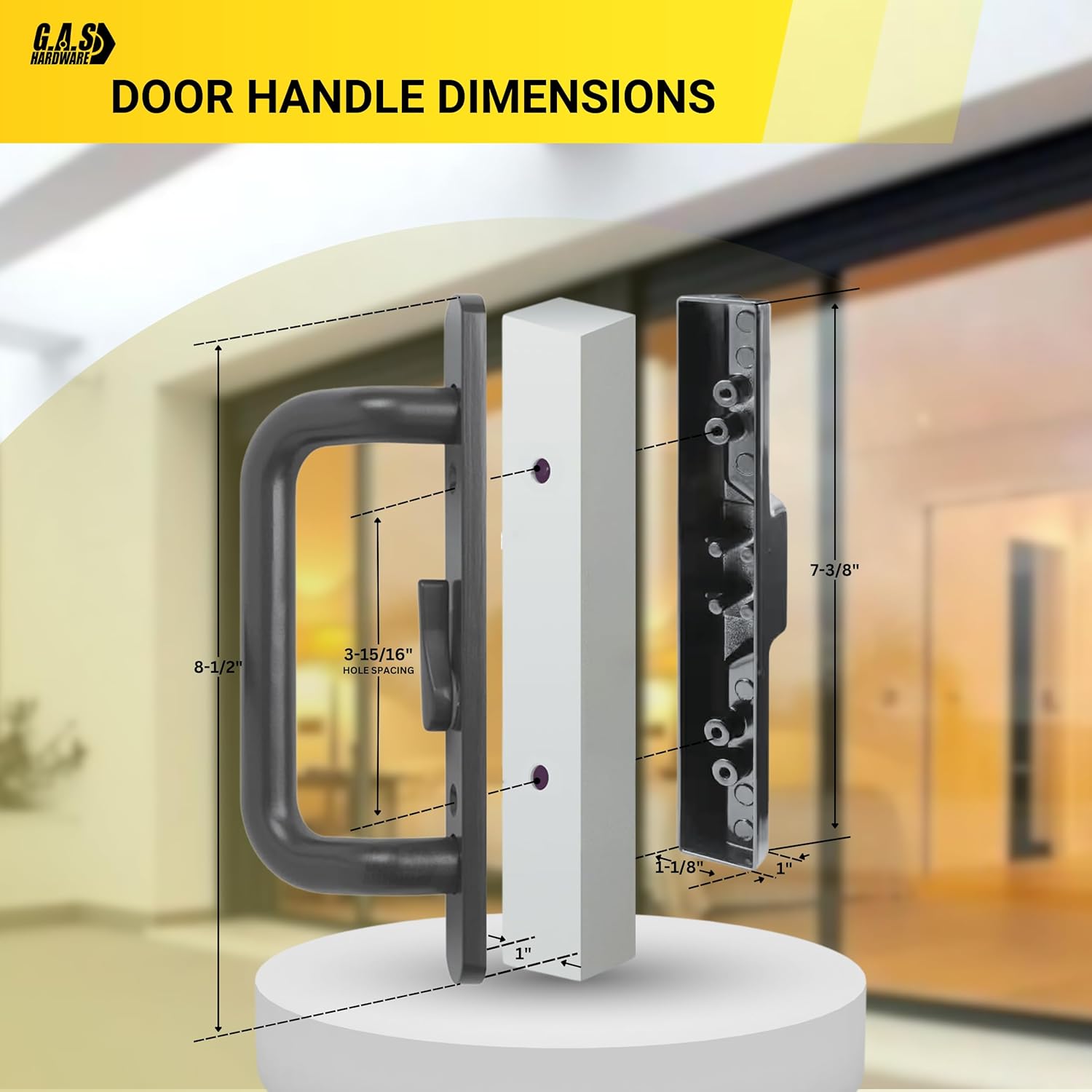 (DH-204-B) Windor Handle for Sliding Door, 3-15/16" Hole Space - Offset Latch, Bronze - Garage and Sliding Door Hardware