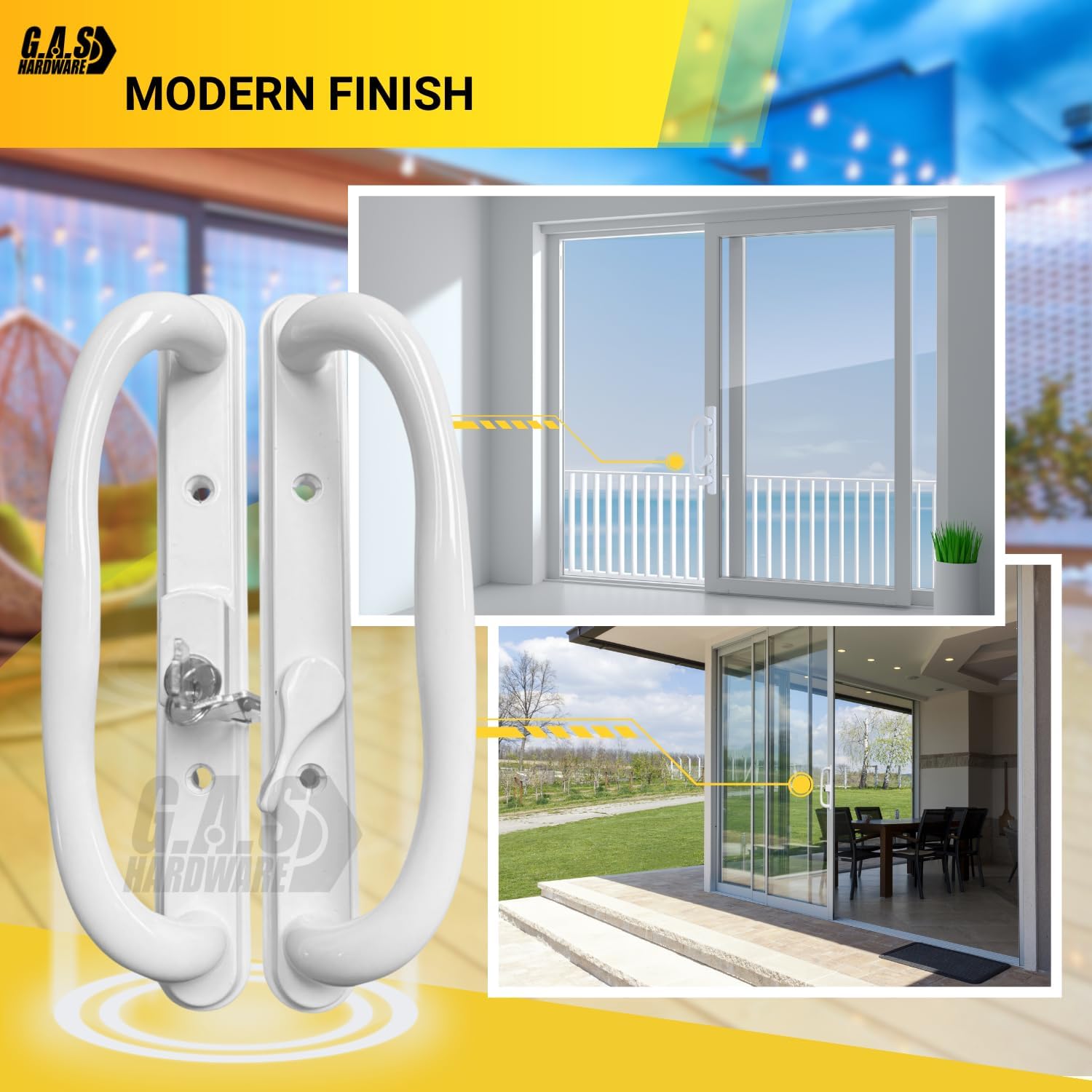 DH-341 Truth Sliding Patio Door Handle Set, 3-15/16" Hole Spacing, Offset Latch w/ Key - Garage and Sliding Door Hardware