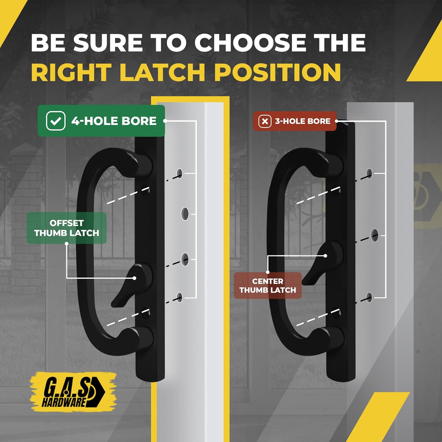 (DH-211-BLACK) Legacy Handle Set for Sliding Doors, 3-15/16" Hole Space-  BLACK- OFF SET LATCH - Garage and Sliding Door Hardware