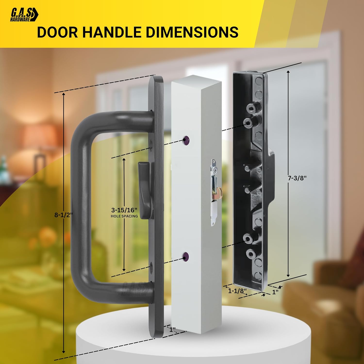 (DH-204-C-B) Windor Handle for Sliding Door, 3-15/16" Hole Space - Center Latch, Bronze - Garage and Sliding Door Hardware