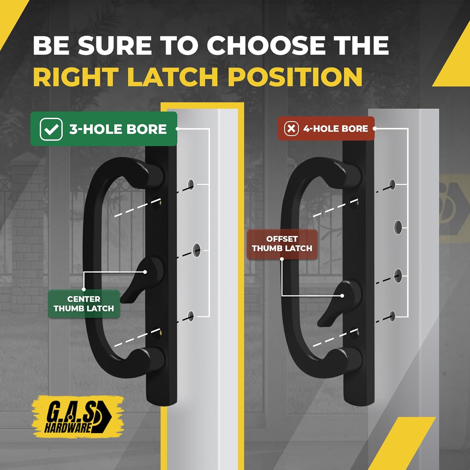 (DH-211-BLACK) Legacy Handle Set for Sliding Doors, 3-15/16" Hole Space- BLACK- CENTER LATCH - Garage and Sliding Door Hardware