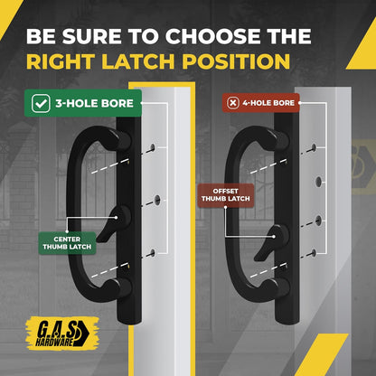 (DH-211-BLACK) Legacy Handle Set for Sliding Doors, 3-15/16" Hole Space- BLACK- CENTER LATCH - Garage and Sliding Door Hardware