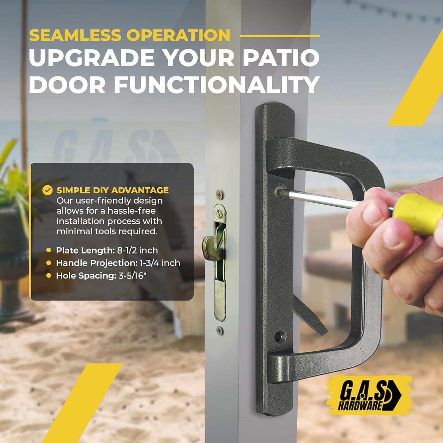 (DH-210-B) PGT Handle Replacement for Sliding Doors, 3-15/16" Hole Space- Bronze - Garage and Sliding Door Hardware