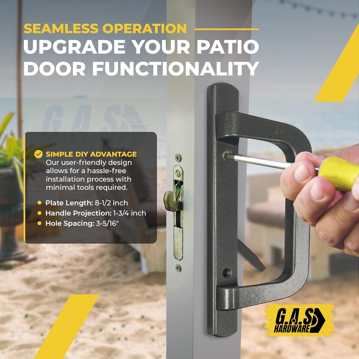 (DH-210-B) PGT Handle Replacement for Sliding Doors, 3-15/16" Hole Space- Bronze - Garage and Sliding Door Hardware