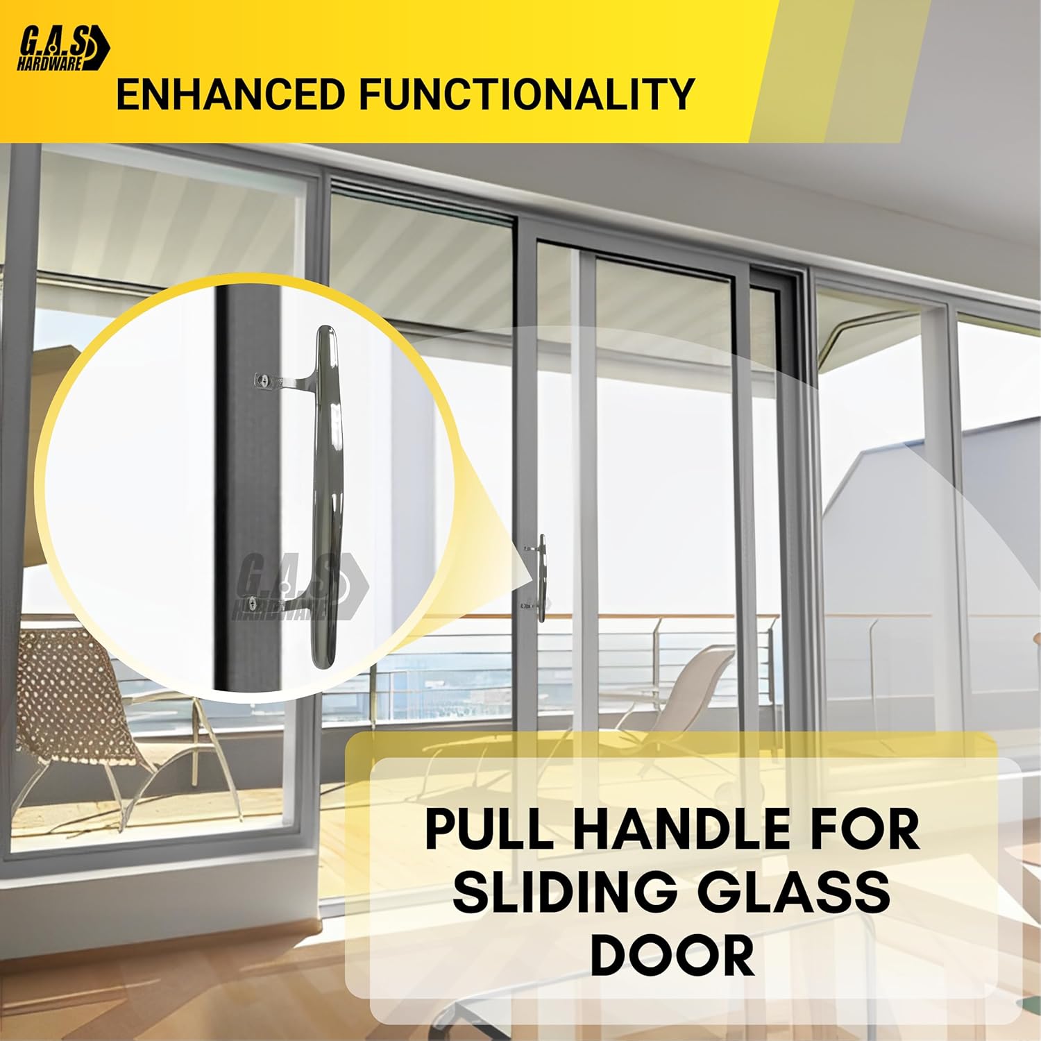 (DH-103-C) Pull Handle for Sliding Doors, 6-5/8" Hole Space - Chrome - Garage and Sliding Door Hardware