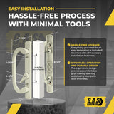 8.5" Legacy Sliding Patio Glass Door Offset Latch Handle Set Replacement - Sash Controls 2265 - No Mortise, Fits 3-15/16" Screw Hole Spacing  and 1-1/4" to 2-1/4" Door Thickness