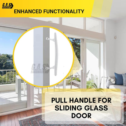(DH-103-W) Pull Handle for Sliding Doors, 6-5/8" Hole Space - White - Garage and Sliding Door Hardware