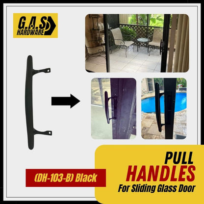 (DH-103-B) Standard Pull Handle for Sliding Doors, 6-5/8" Hole Space - Black - Garage and Sliding Door Hardware