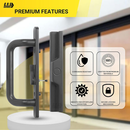 (DH-204-B) Windor Handle for Sliding Door, 3-15/16" Hole Space - Offset Latch, Bronze - Garage and Sliding Door Hardware