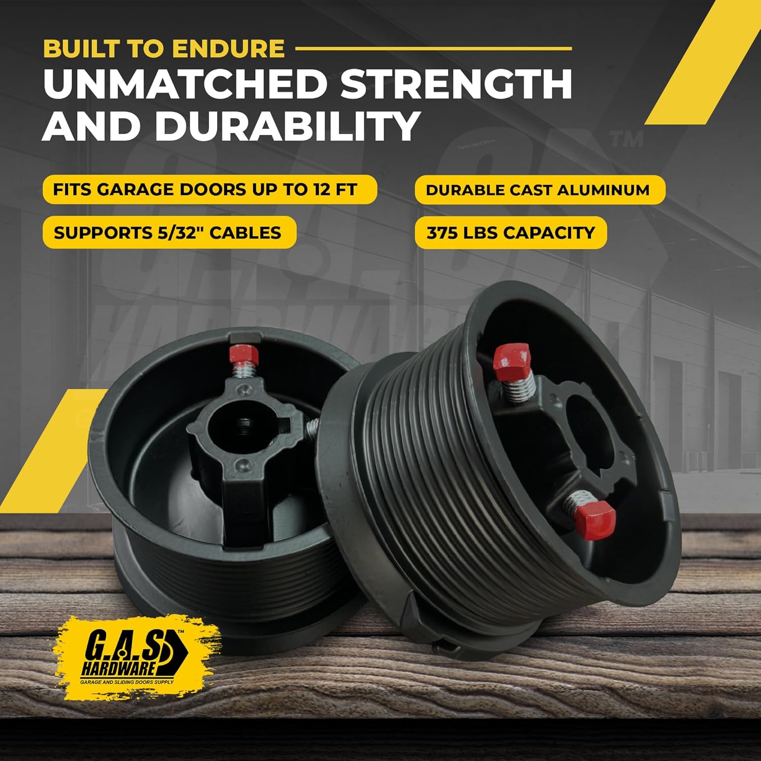 Black Series - Cable Drums for Garage Doors up to 12' Door, Large Lift - Garage and Sliding Door Hardware