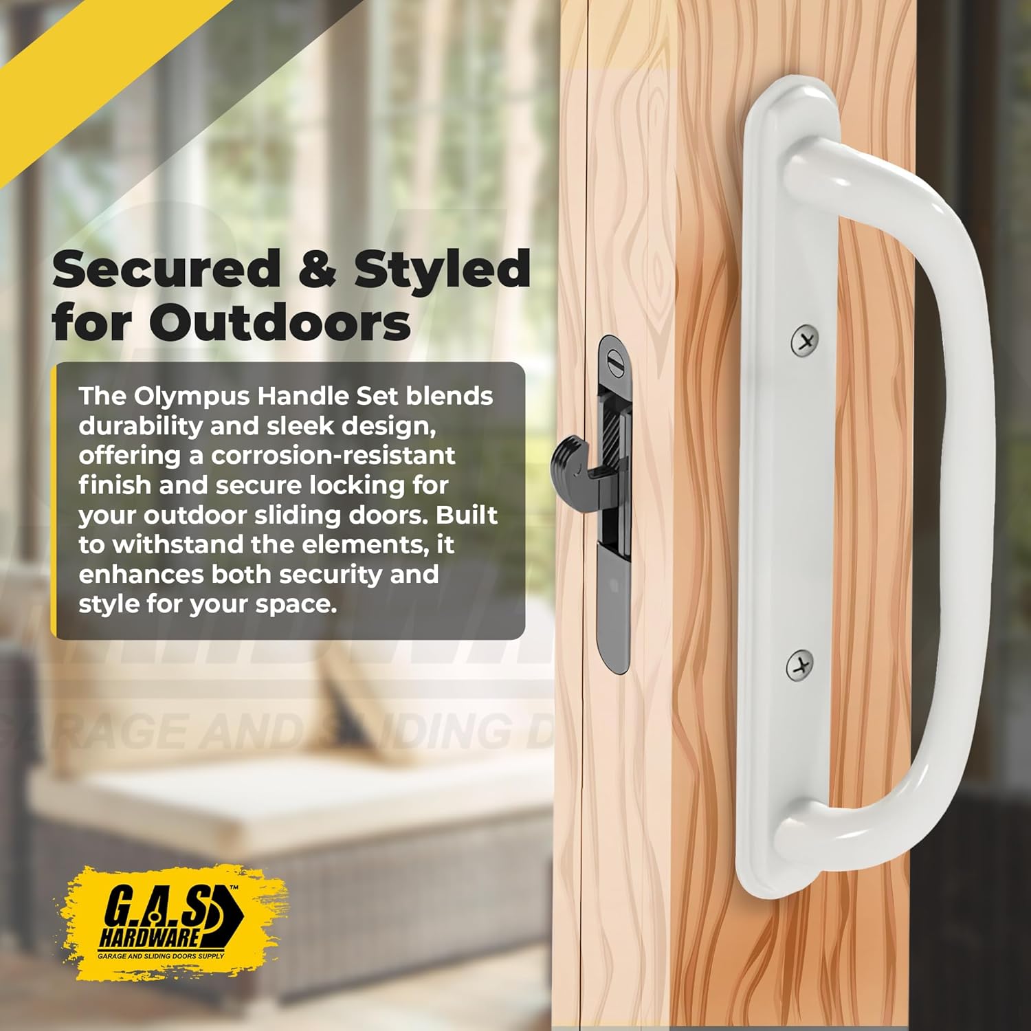 (DH-341-WHITE) Truth Sliding Door Handle Set, Off Set Latch, No Key, 3-15/16" Hole Space-White - Garage and Sliding Door Hardware