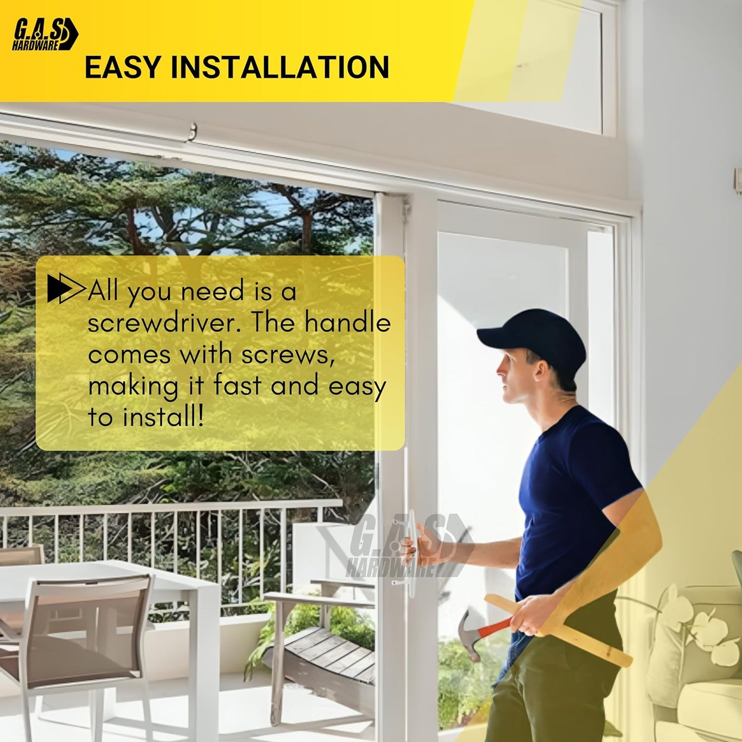 (DH-103-W) Pull Handle for Sliding Doors, 6-5/8" Hole Space - White - Garage and Sliding Door Hardware