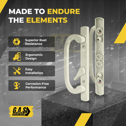 Legacy Handle Set for Sliding Glass Doors - OFF SET LATCH - Almond - Garage and Sliding Door Hardware