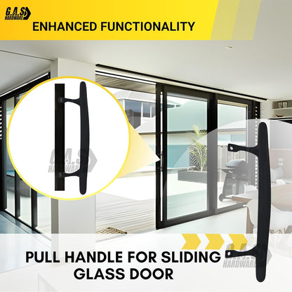 (DH-103-B) Standard Pull Handle for Sliding Doors, 6-5/8" Hole Space - Black - Garage and Sliding Door Hardware