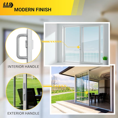 (DH-204-C-S) Windor Handle for Sliding Door, 3-15/16" Hole Space - Center Latch, Grey - Garage and Sliding Door Hardware