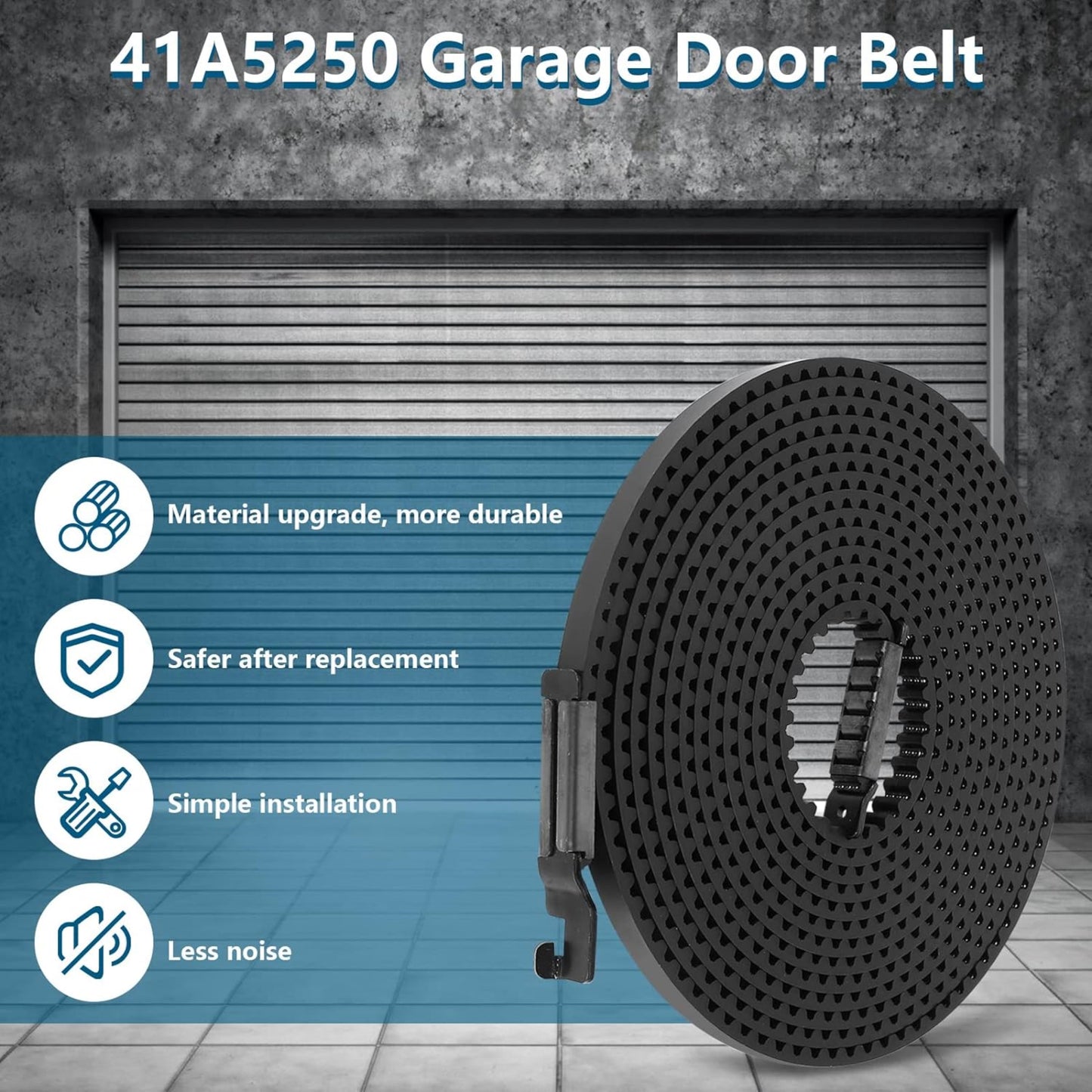 Garage Door 41A5250 Belt, 237" Drive Belt for 7ft Height Garage Door, Garage Door Openers Belt, 041A5250 Belt Compatible with Chamberlain Liftmaster Sentex Whisperdoor Garage Door Openers - Garage and Sliding Door Hardware