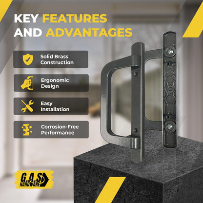 (DH-210-B) PGT Handle Replacement for Sliding Doors, 3-15/16" Hole Space- Bronze - Garage and Sliding Door Hardware