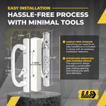 8.5" Legacy Sliding Patio Glass Door Offset Latch Handle Set Replacement - Sash Controls 2265 - No Mortise, Fits 3-15/16" Screw Hole Spacing  and 1-1/4" to 2-1/4" Door Thickness